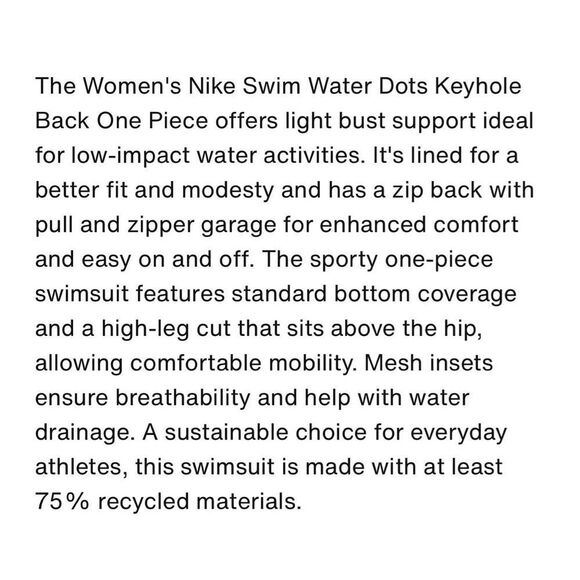 Nike Women's Size M Water Dots One Piece Swimsuit Light Blue Keyhole Back NWT - Picture 14 of 14